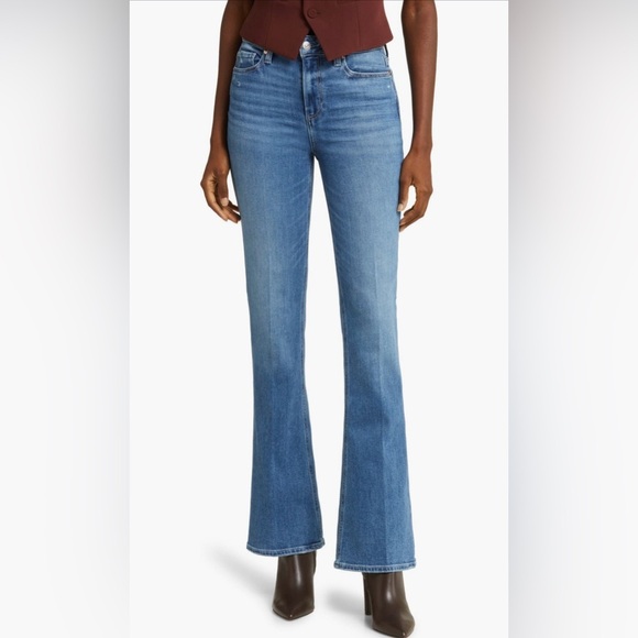 NWT! Anthropologie PAIGE Laurel Canyon High-Rise Flare Jeans - Multiple 🐚 - Picture 1 of 15